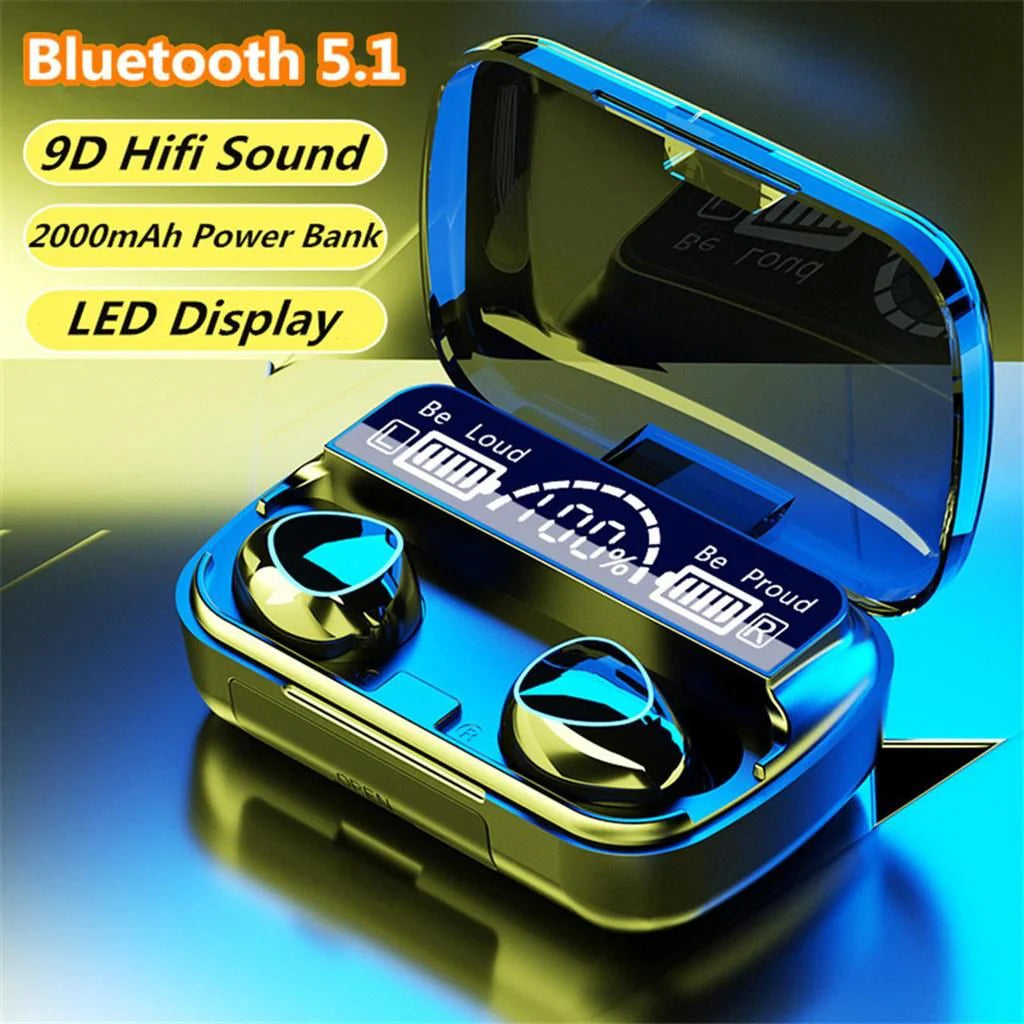 M10 Wireless Headphones Bluetooth 5.0 Earphones HIFI Stereo Earbuds Waterproof Headsets 2000mAh Charging Box Earphone