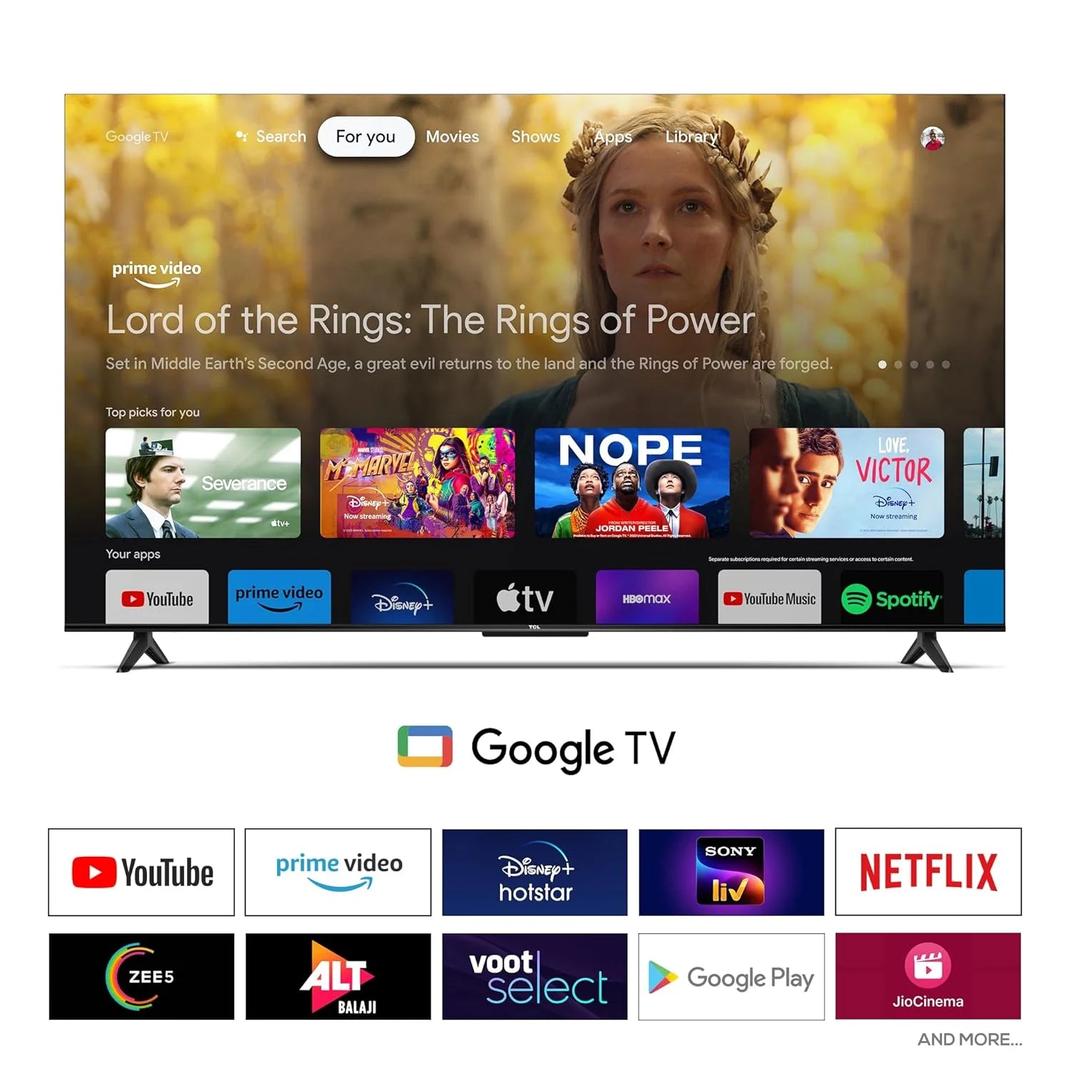 TCL 126 cm (50 inches) Metallic Bezel-Less Series 4K Ultra HD Smart LED Google TV 50V6B (Black)