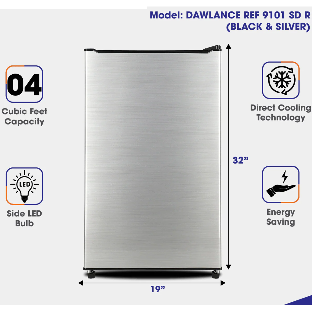 Dawlance 9101 Single Door Mini Refrigerator 4 Cubic Feet Bedroom Size