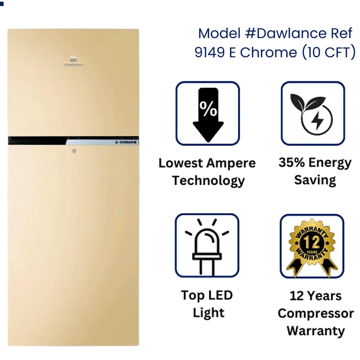 Dawlance Ref 9149 E Chrome (10 CFT)
