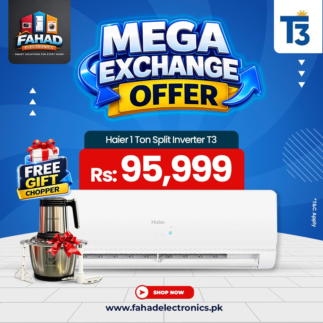 Haier 1 Ton Split Inverter T3  Exchange Offer With Free Gift Chopper