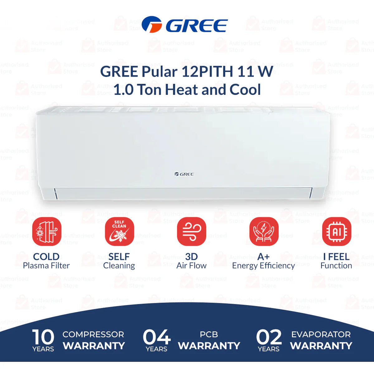 Gree 1 Ton Inverter AC Heat and Cool- Latest Model - GS-12PITH11W  Pular Series