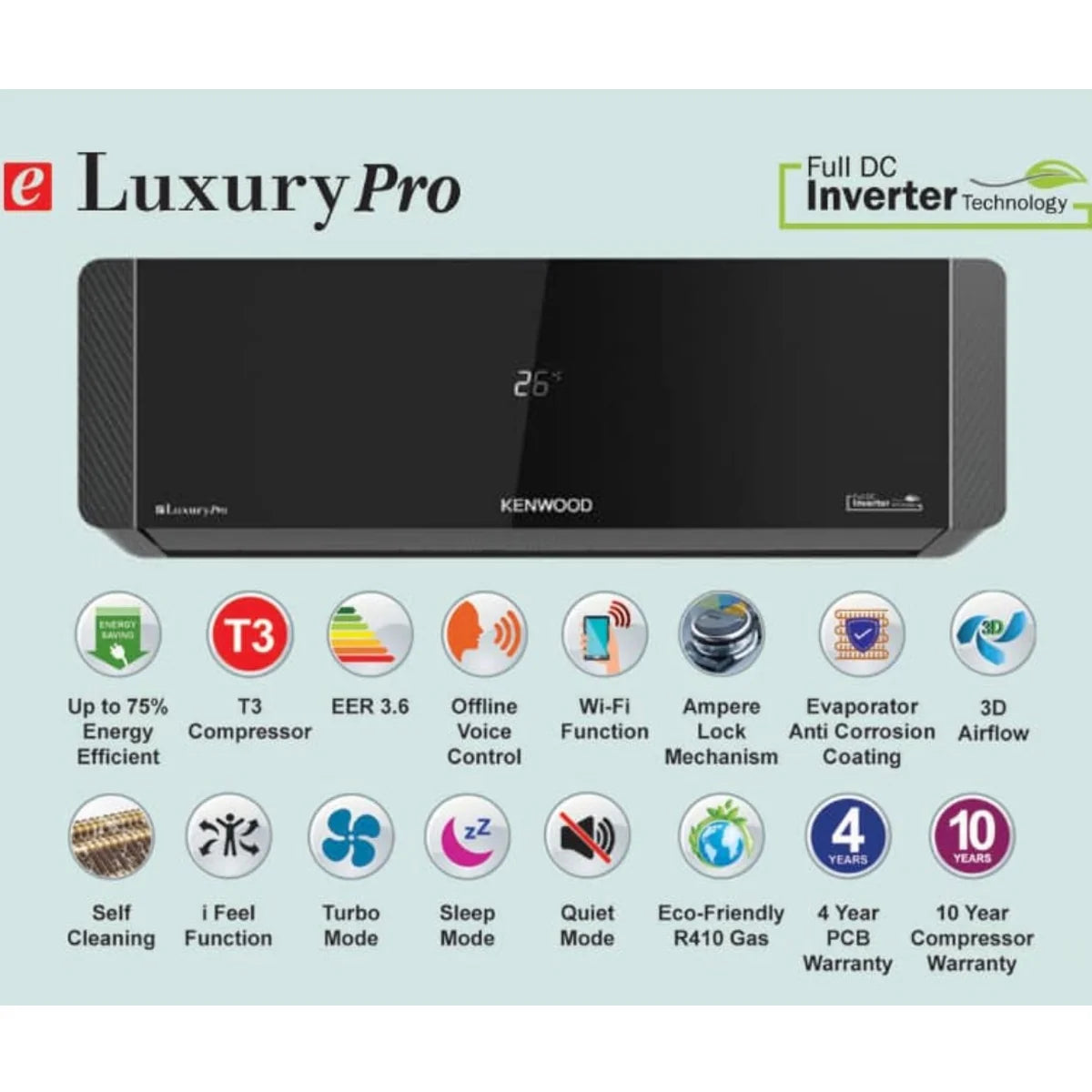 Kenwood 1870S eluxury Pro 1.5 Ton Inverter AC
